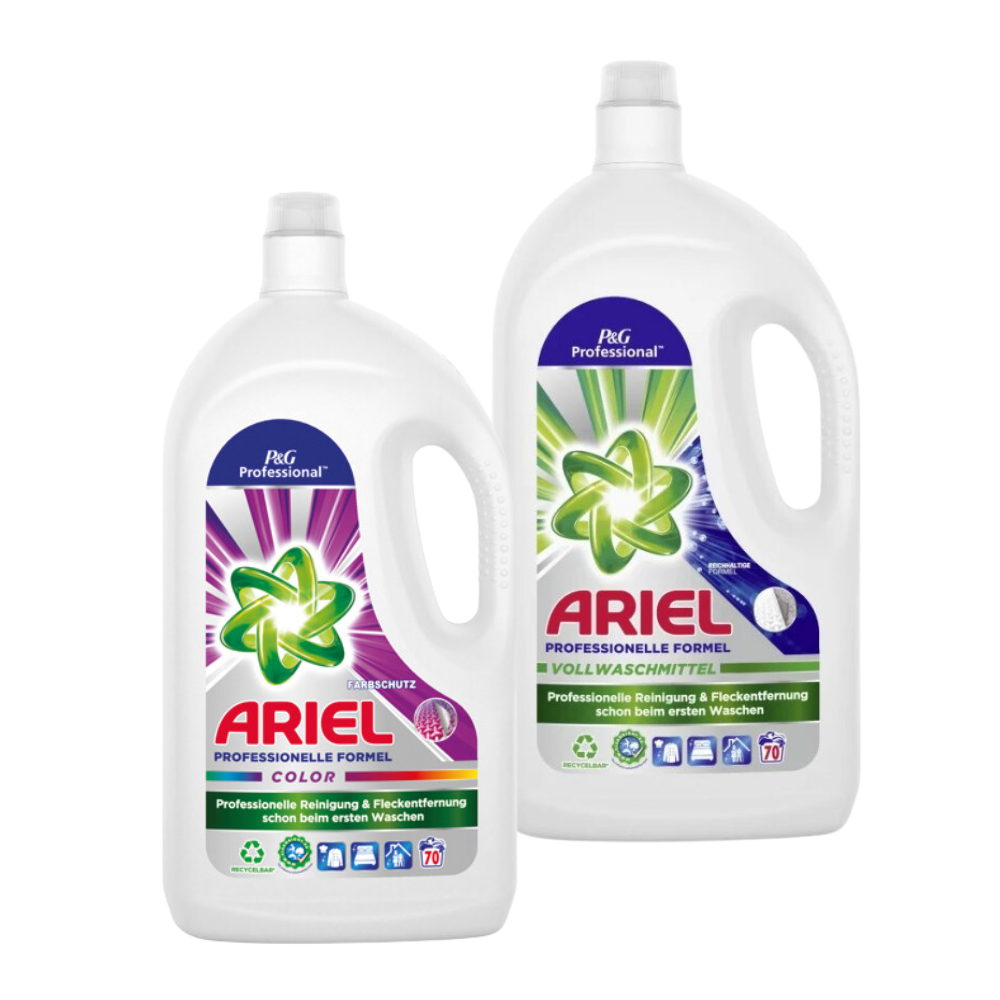 ACTION PACK Ariel Professional  barevny a univerzalni mycí gel 2 x 70 praní