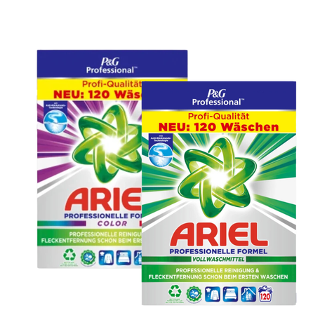 Action Pack Ariel Professional Univerzální a Color prášek pro praní 2 x 120 praní