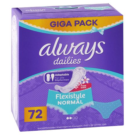 Always Dailies intimky Fresh & Protect Flexistyle, Giga Pack 72 ks