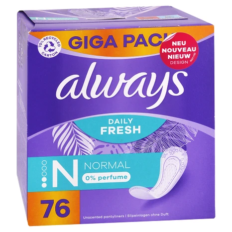 Always intimky Normal Daily Fresh 0 % parfému, Giga Pack 76 ks