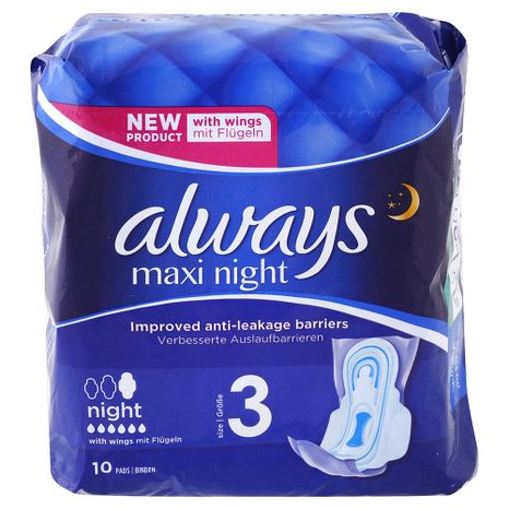 Always Maxi Night dámské hygienické vložky s křídelkami Night 3 10 ks