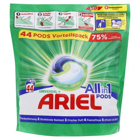 ARIEL Pods 3v1 kapsle na univerzální praní rodinné balení 44 ks