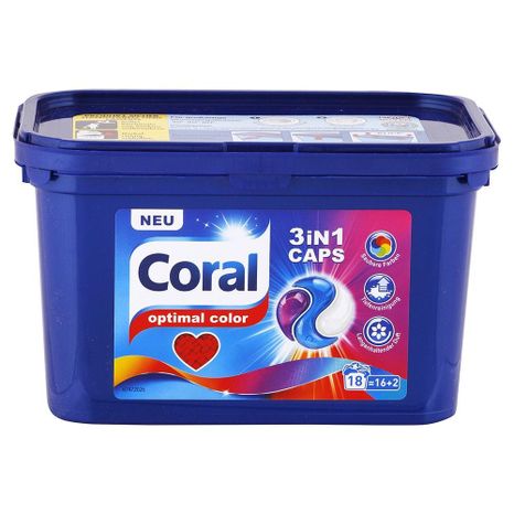CORAL Optimal color 3v1 kapsle na praní barevného oblečení 18 praní