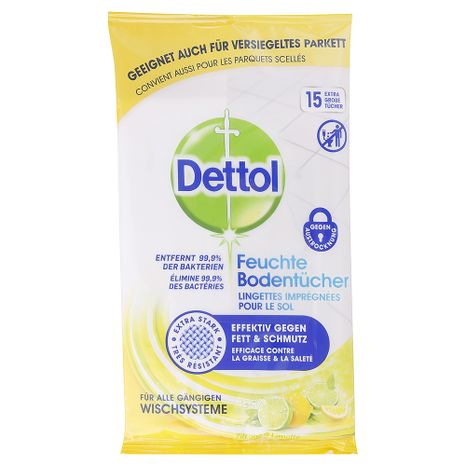 Dettol antibakteriální čistící ubrousky na podlahu Citron a Limetka 15 ks