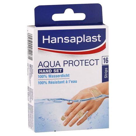 Hansaplast Aqua Protect vodotěsná náplast na ruku a prsty 3 velikosti / 16 ks
