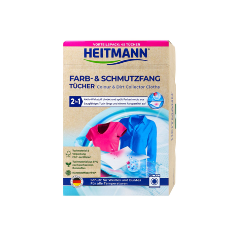 Heitmann ubrousky do praní pohlcující barvu a nečistotu 45 ks