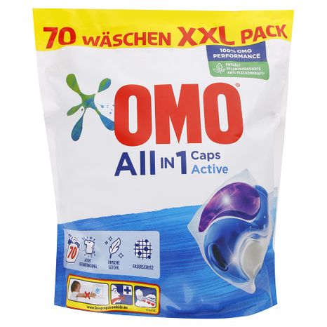 OMO All in 1 Active univerzální kapsle na praní XXL Pack  70 ks