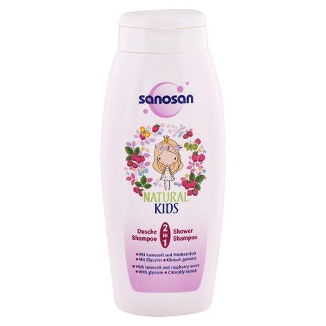 SANOSAN dětský sprchový gel a šampon pro děvčata Malina 250ml