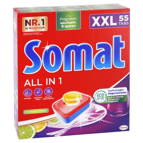 Somat All in 1 tablety do myčky nádobí Citron a limetka 55 ks