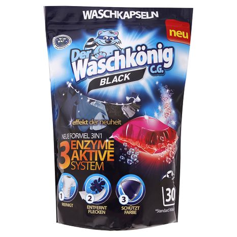 Waschkönig Black kapsle na praní černého oblečení 3v1 30 ks