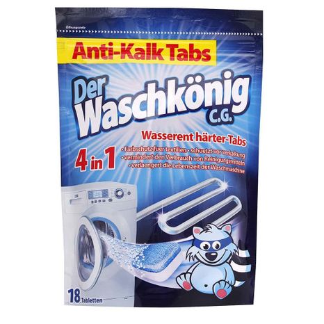 Waschkönig čisticí tablety do pračky proti vodnímu kamenu 4v1 18 ks